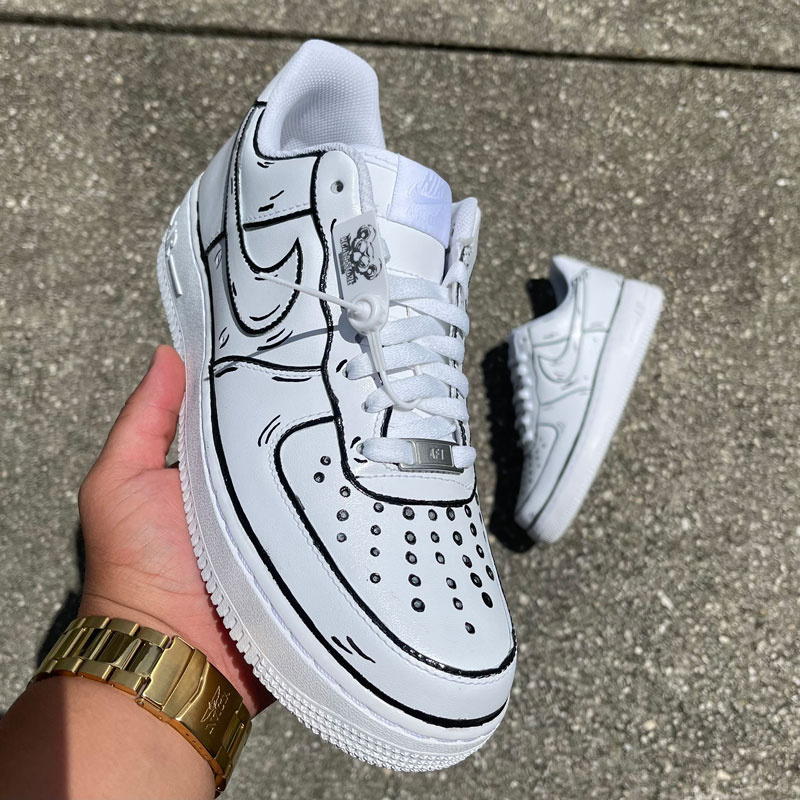 Nike Air Force 1 Custom Sneakers Cartoon Teal Black Gray White